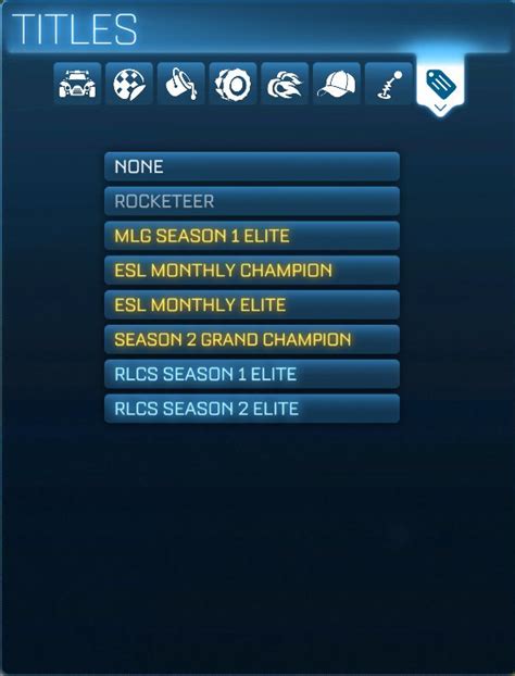 Rocket League Titles List (2019)